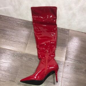 Jessica Simpson Red Heeled Boots Patent Leather New